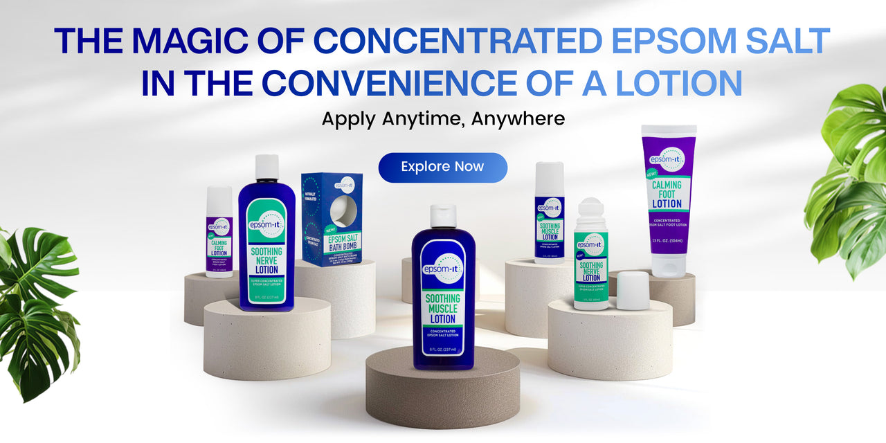 Epsom-It is a unique, natural, powerful formula of concentrated pure Epsom Salt, fortified with Arnica in Muscle Recovery Lotion and Aloe Vera, Arnica, Capsaicin in Soothing Nerve Lotion. Epsom-It’s formulation has sold over 1 million bottles though its two products. Its different products work to soothe the nerve discomfort, and achy muscles associated with muscle soreness.