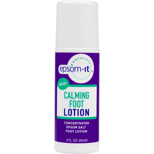 Epsom-It Calming Foot Lotion Rollerball soothes tingling feet with a concentrated Epsom Salt formula. Fortified with natural Urea, this all-natural, greaseless lotion provides deep relief for foot discomfort. Compact and easy to apply, perfect for on-the-go relief.